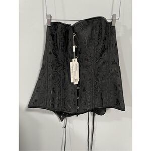 Charmian Women's 6XL Black Latex Lace Waist Training Shapewear Corset NWT